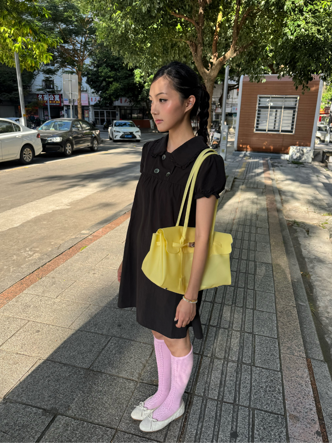 3D Wave Floral Stacked Over-the-Knee Socks Collar: PINK