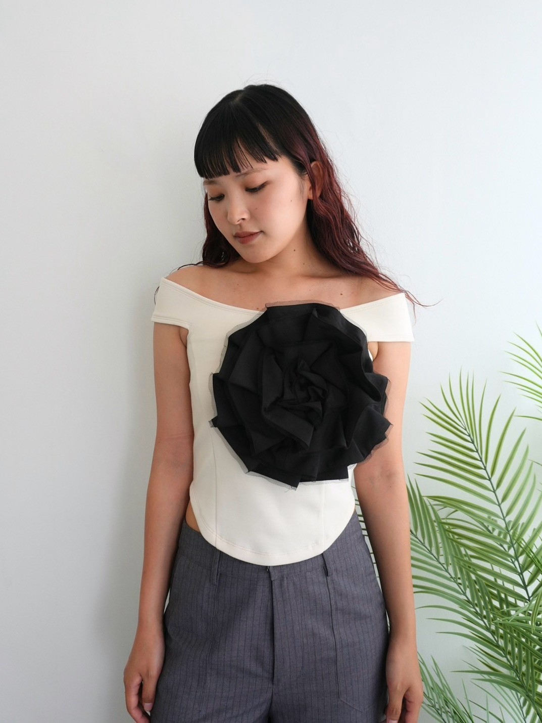 Big Flower Off shoulder Top