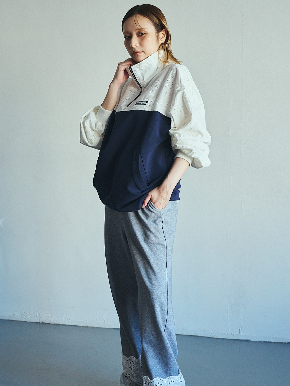 Lace Mix Track Pullover