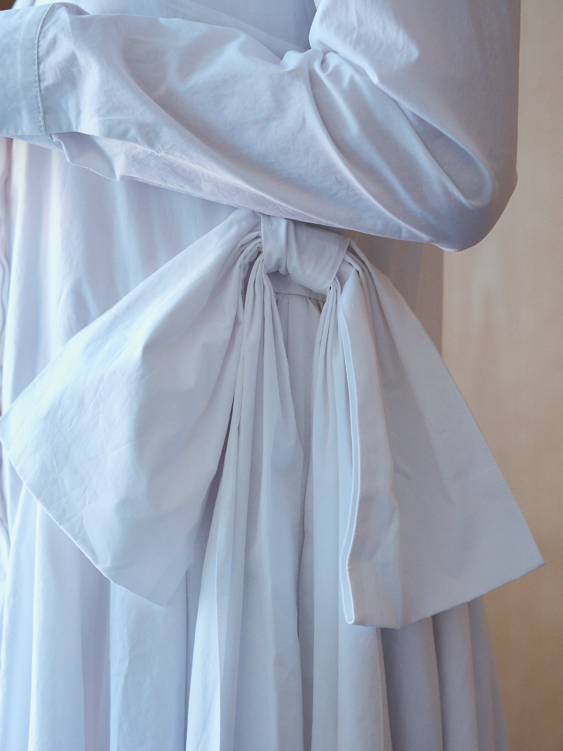 Side Ribbon Volume Dress Collar: WHITE