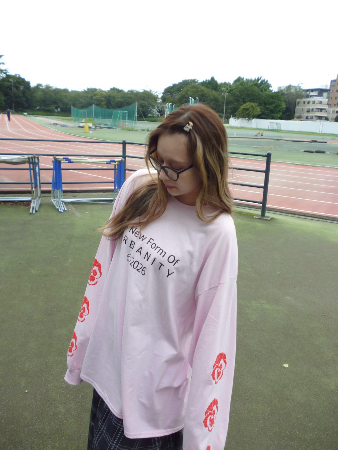Pansy Sleeve Long T-shirt Collar: PINK