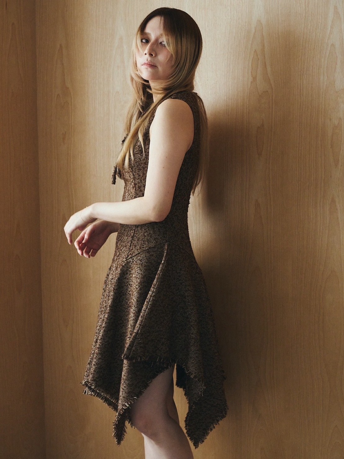 Asymmetric Tweed Dress