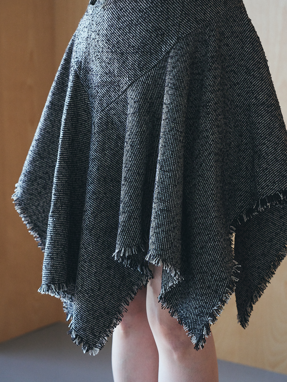 Asymmetric Tweed Dress Collar: BLACK, Size: S