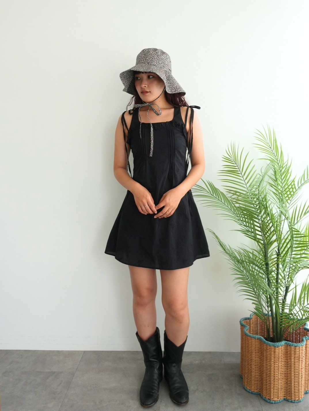 Cotton lace Ribbon Mini One-piece Collar: BLACK