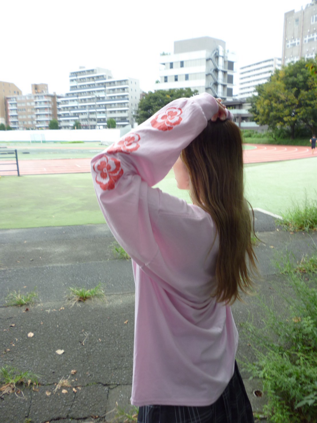 Pansy Sleeve Long T-shirt Collar: PINK