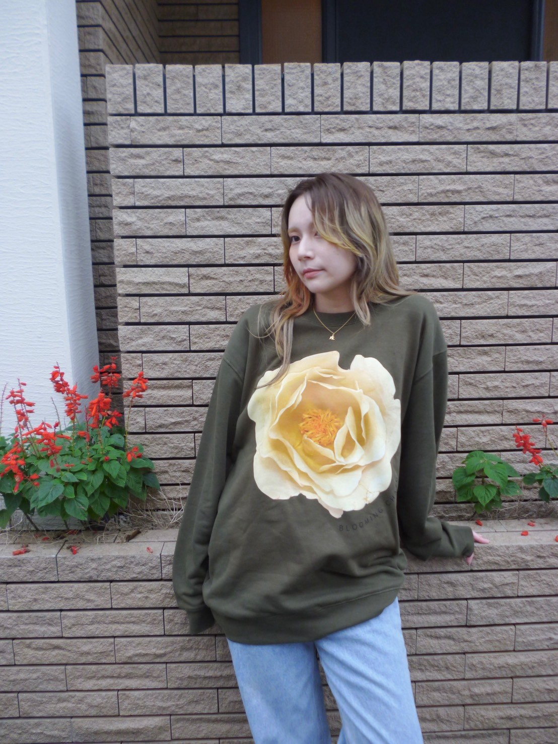 Rose Print Big Sweat