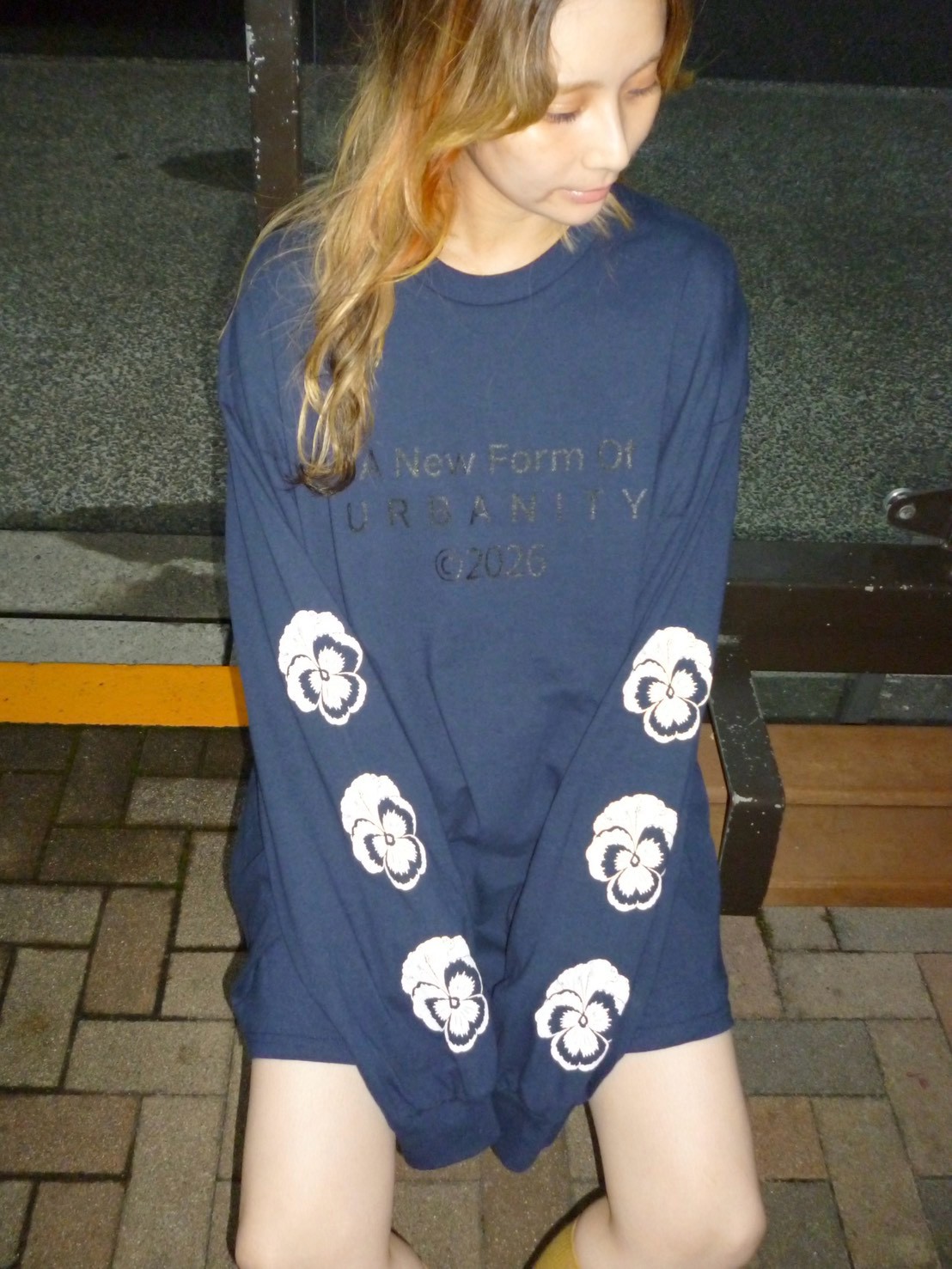 Pansy Sleeve Long T-shirt Collar: PINK