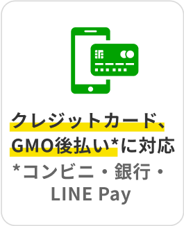 クレジットカード、GMO後払い*に対応*コンビニ・銀行・LINE Pay