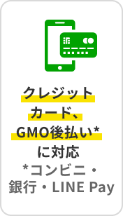 クレジットカード、GMO後払い*に対応*コンビニ・銀行・LINE Pay