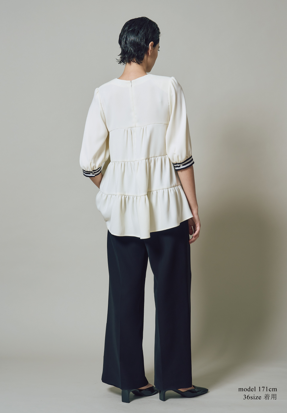 TWILL TIERED BLOUSE