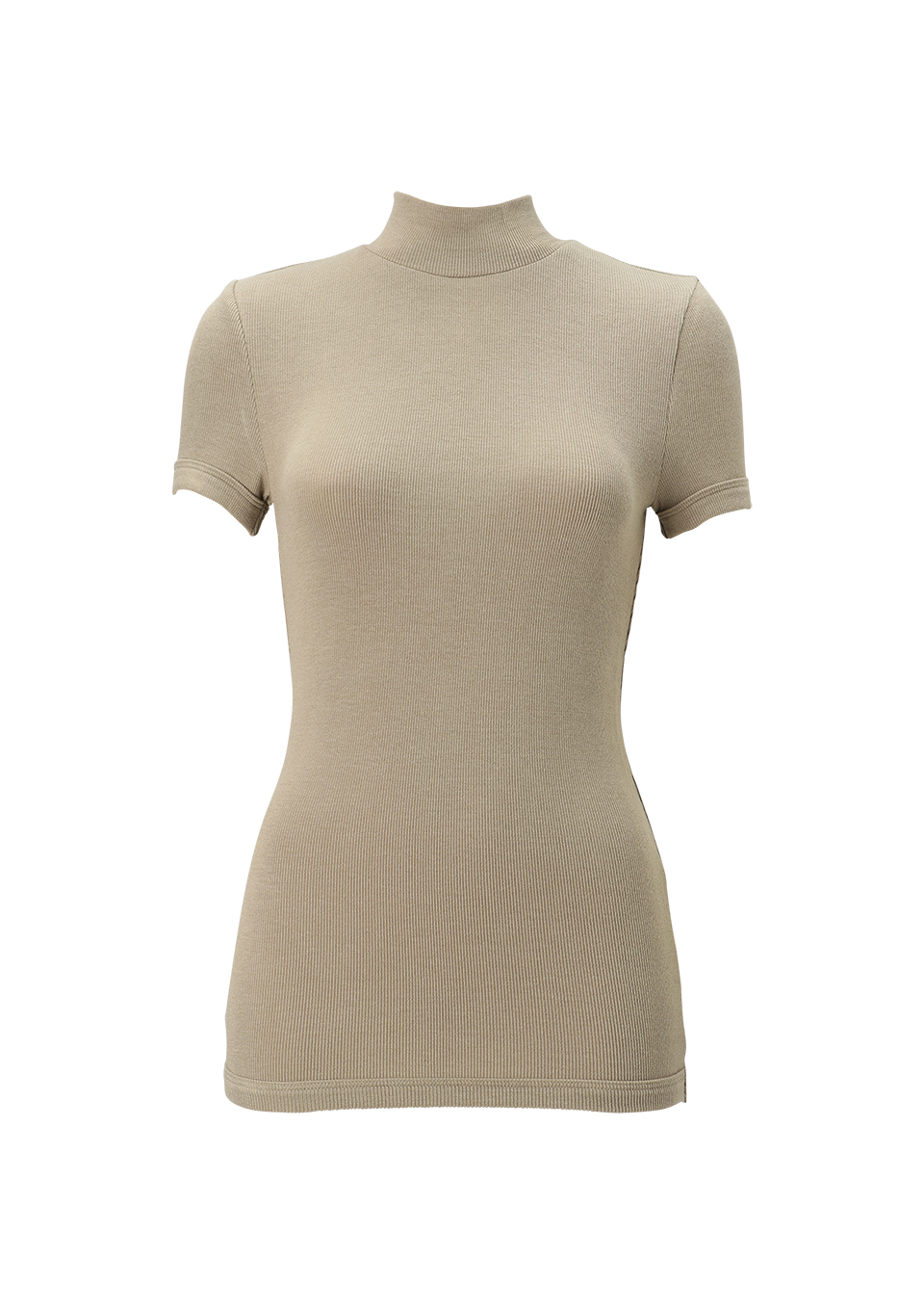HIGHNECK SHORT SLEEVE RIB TEE