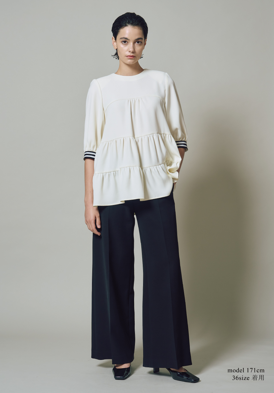 TWILL TIERED BLOUSE