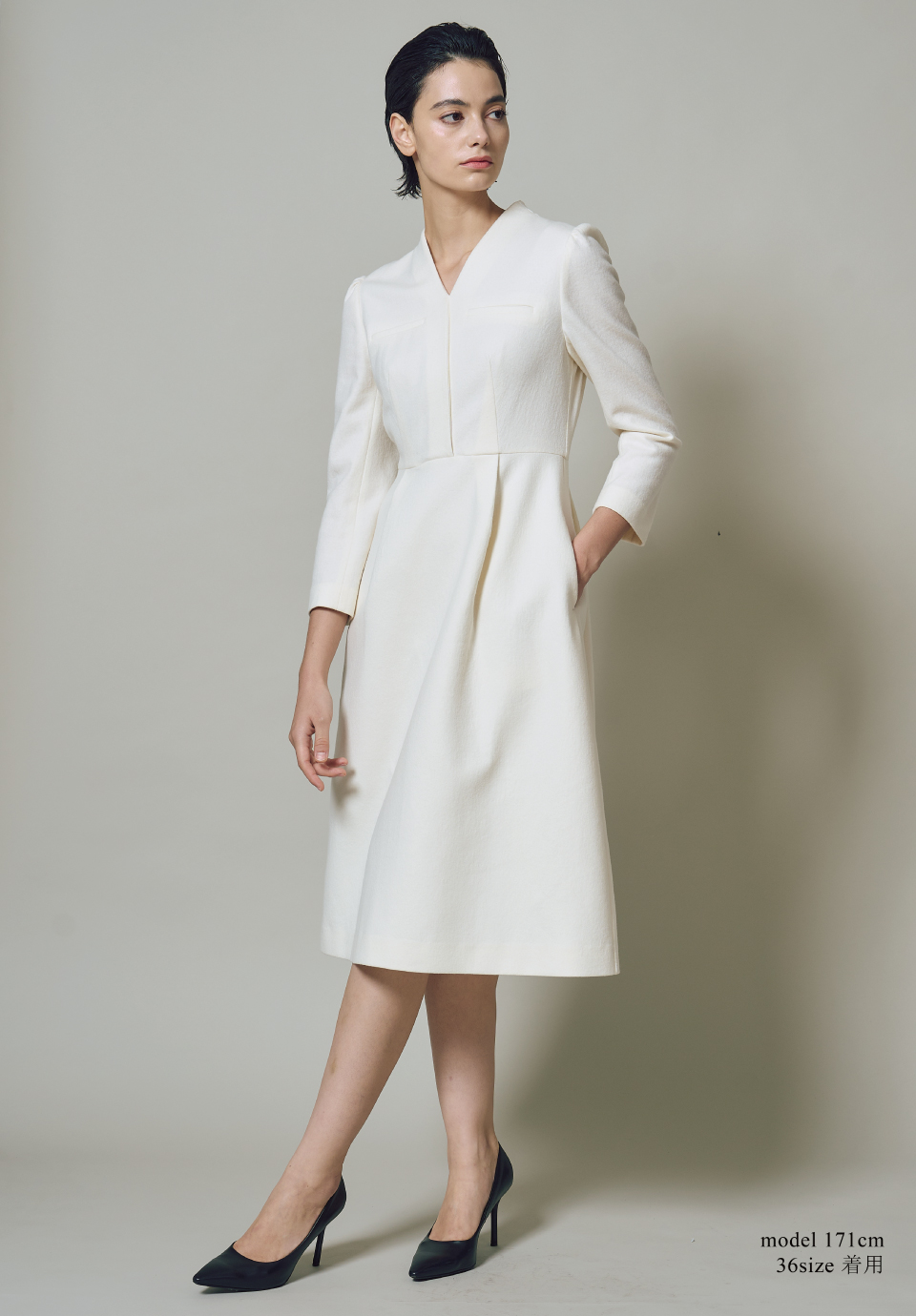 WOOL TUCK DRESS