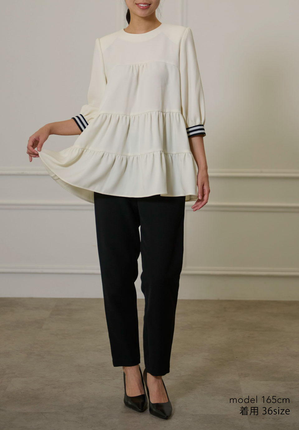 TWILL TIERED BLOUSE