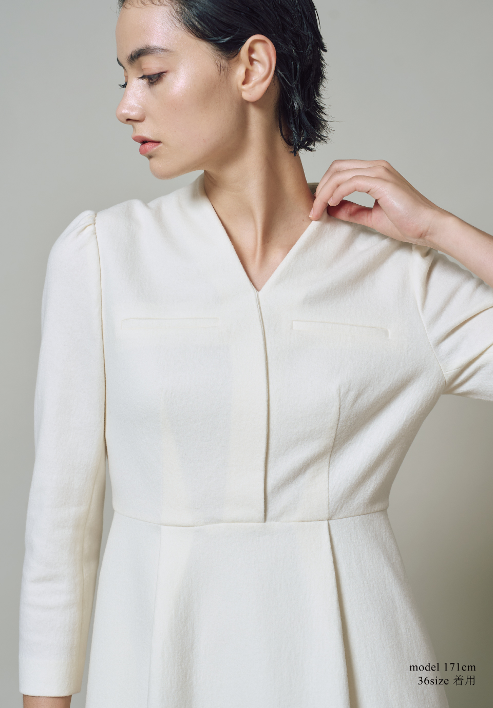 WOOL TUCK DRESS