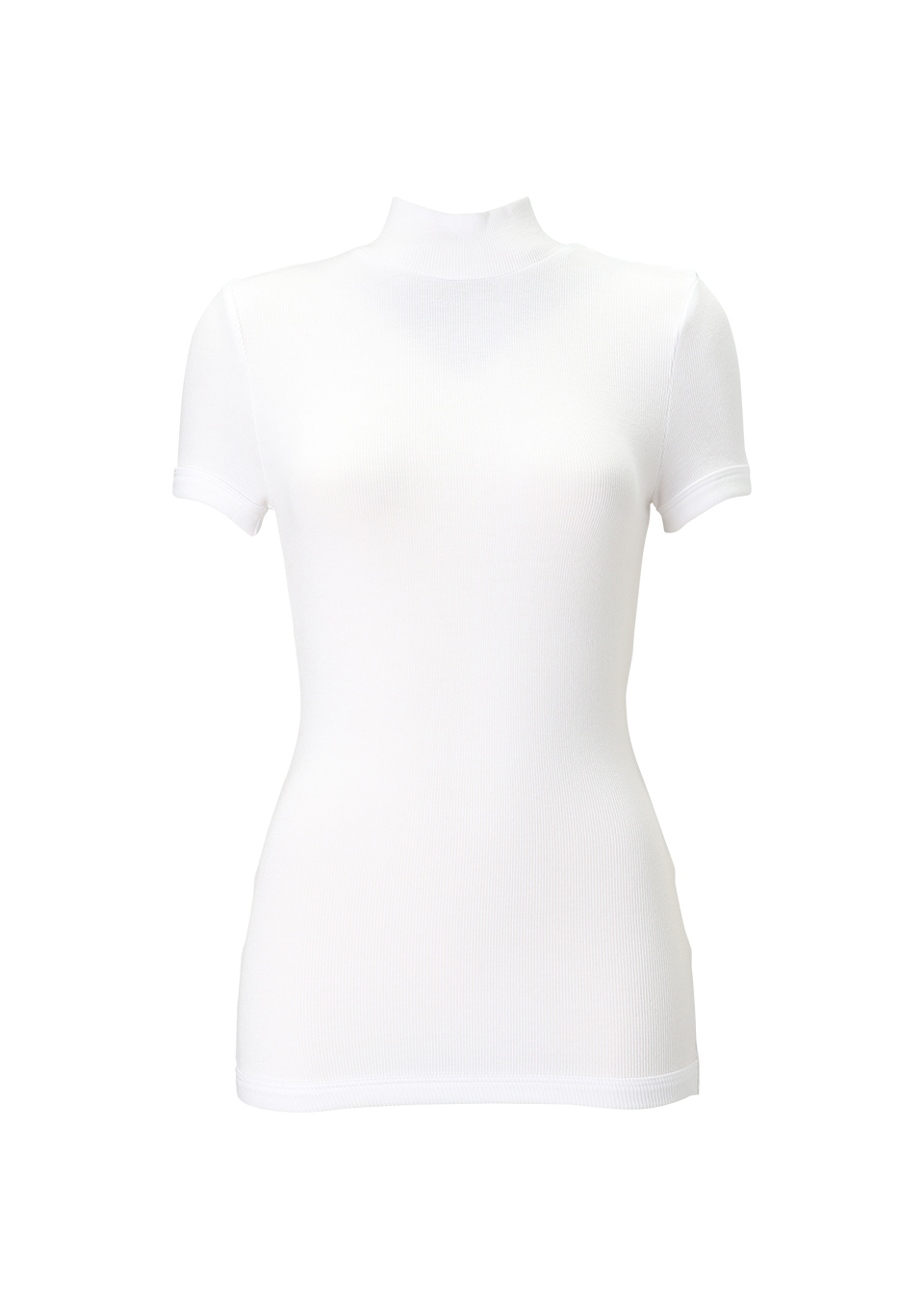 HIGHNECK SHORT SLEEVE RIB TEE