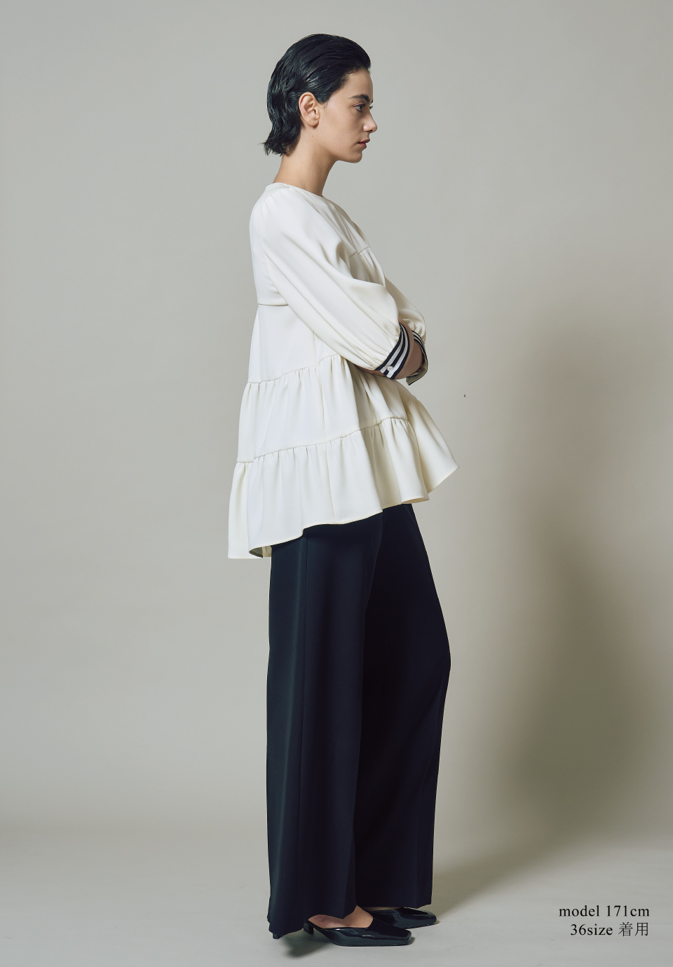 TWILL TIERED BLOUSE