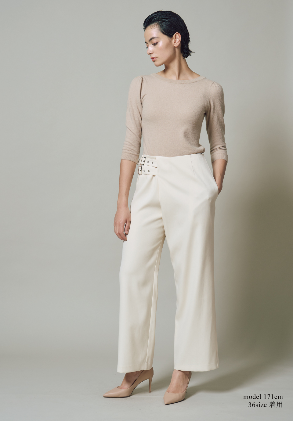 BELTED WRAP PANTS
