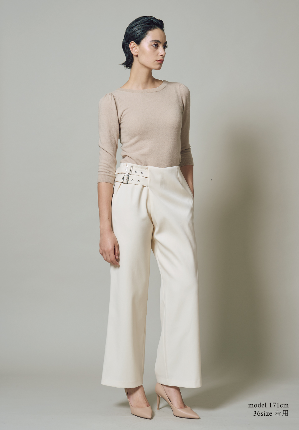 BELTED WRAP PANTS
