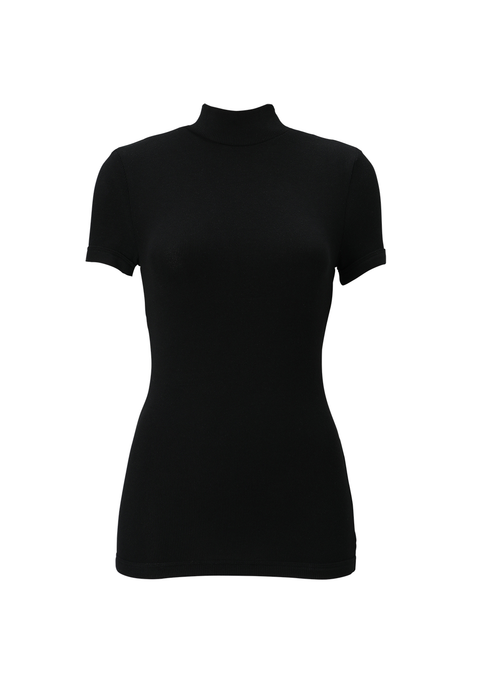 HIGHNECK SHORT SLEEVE RIB TEE