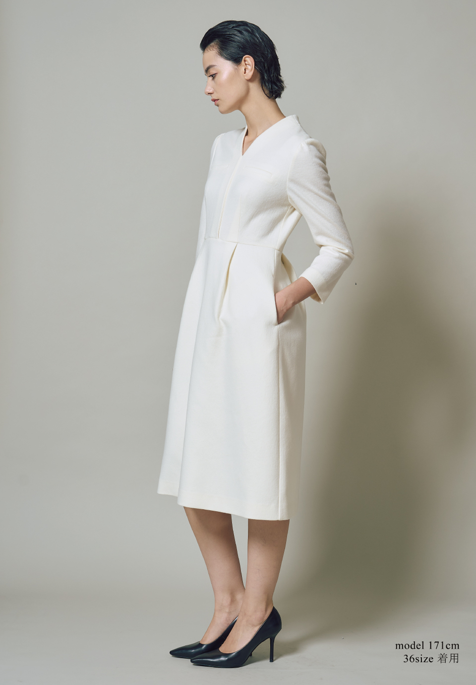 WOOL TUCK DRESS