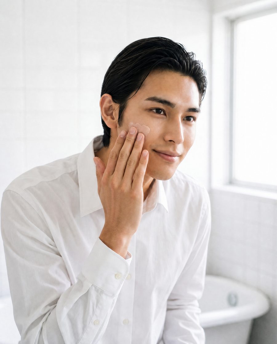肌に触れるモデル