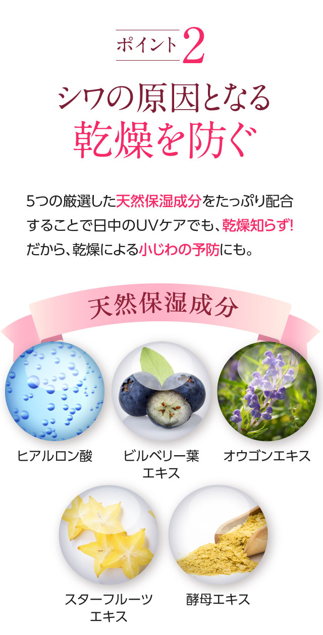 シワの原因となる乾燥を防ぐ