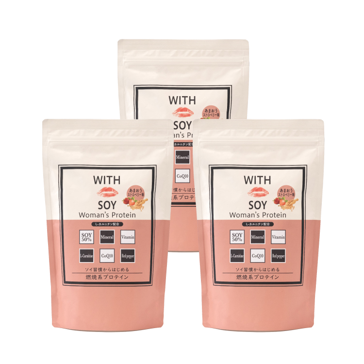 WITH SOY Woman’s Protein 燃焼系ソイプロテイン［あまおうストロベリー味］
