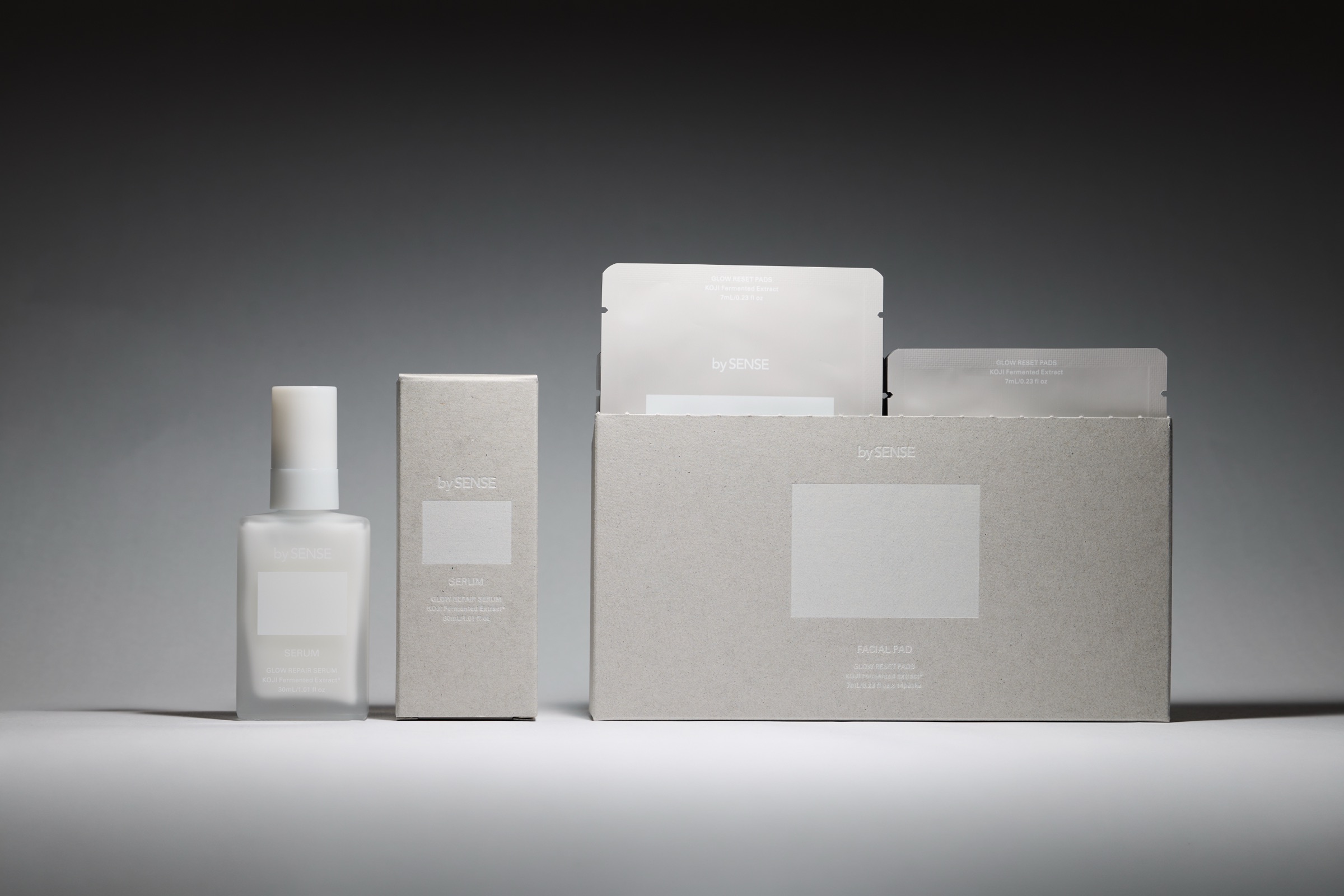 bySENSE の製品（GLOW RESET PADS / GLOW REPAIR SERUM）