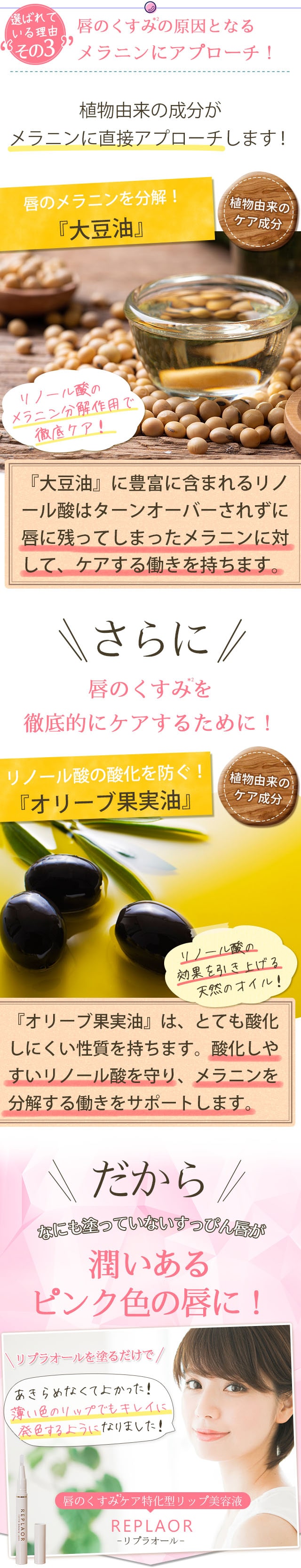 唇のくすみの原因となるメラニンにアプローチ