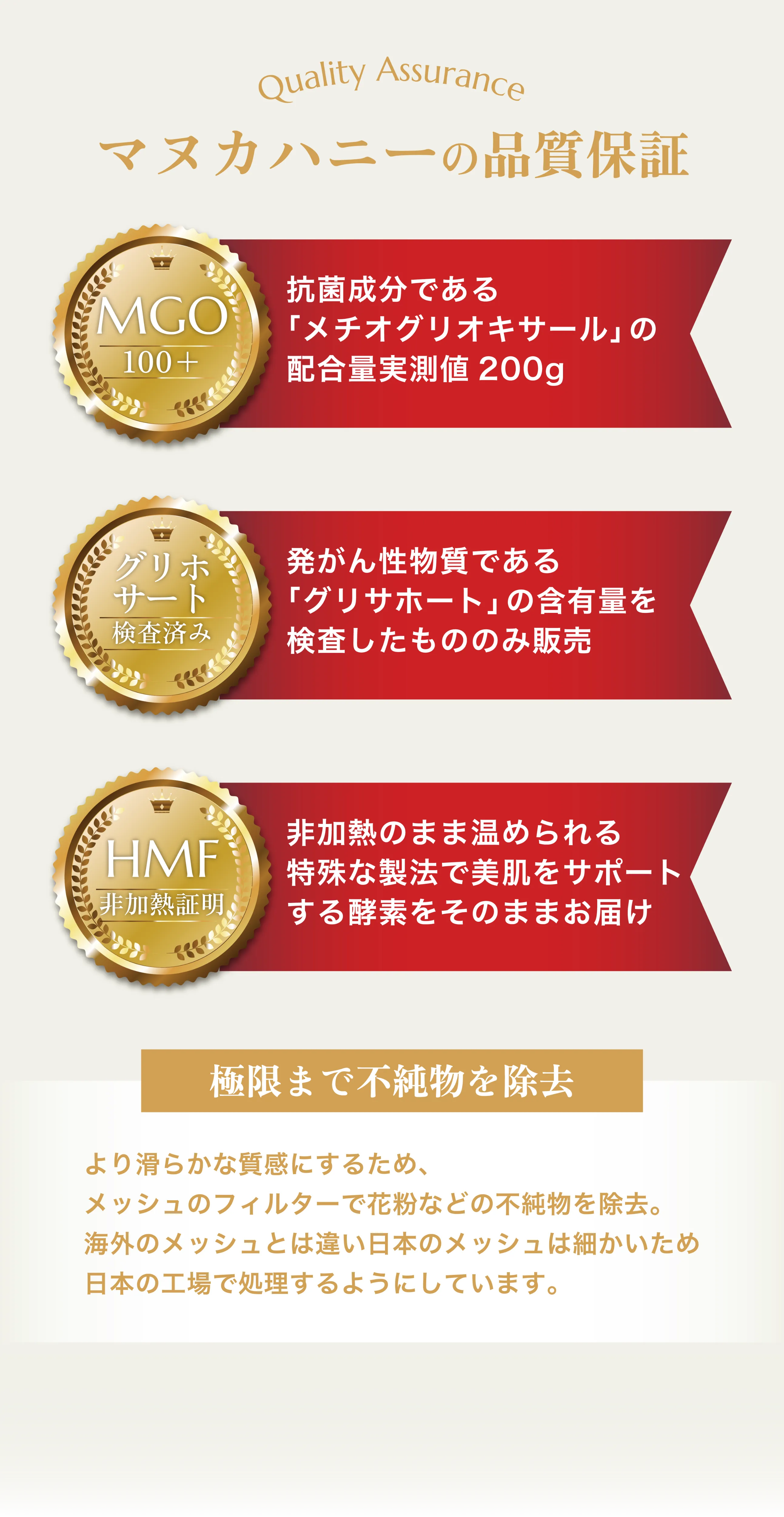 マヌカハニーの品質保証