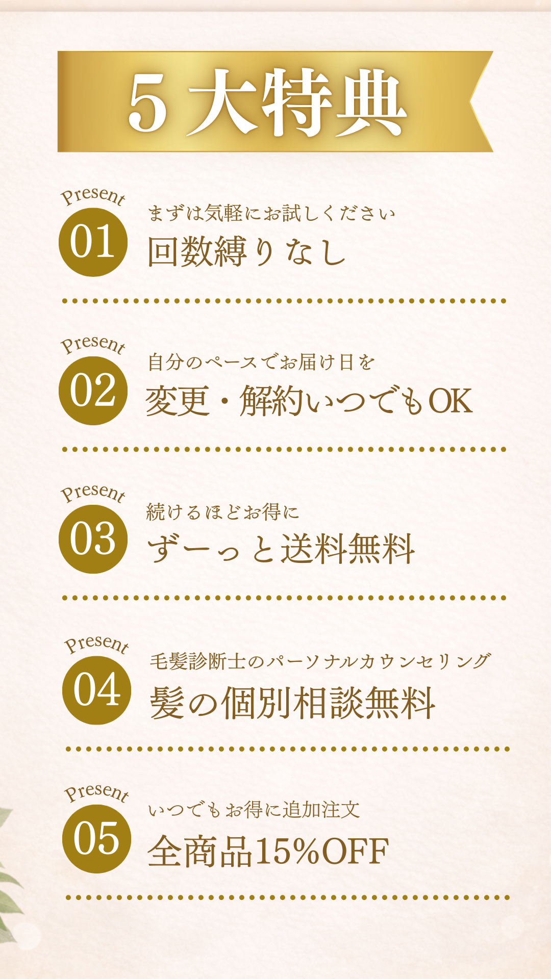 ５つの特典