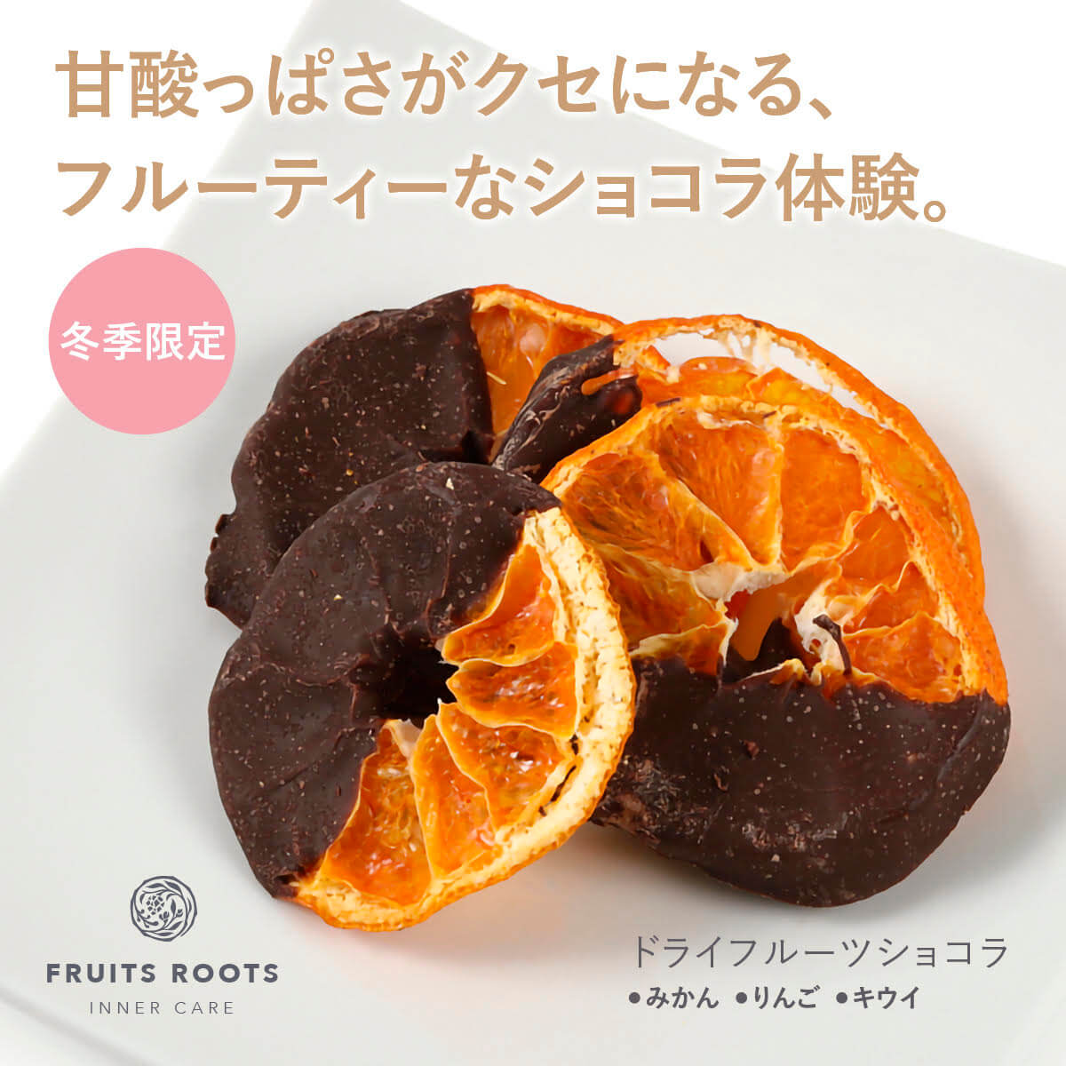 【ギフトBOX付】ドライフルーツチョコレート（りんご、みかん、キウイ）