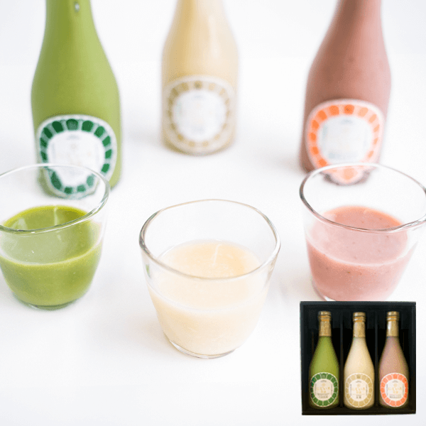 にじいろ甘酒（米糀・博多あまおう・八女抹茶）