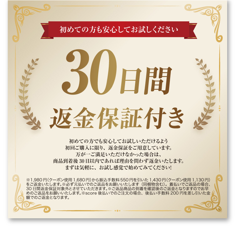30日間返金保証
