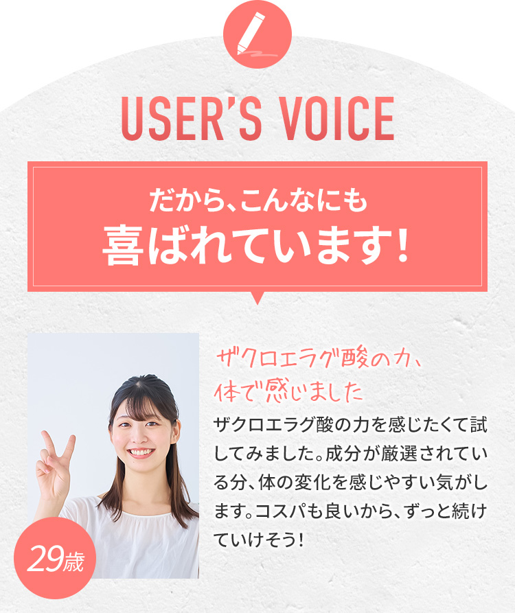 口コミ①：ザクロエラグ酸の力、体で感じました・29歳