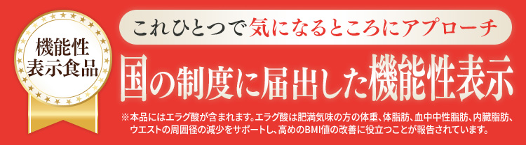 これひとつで気になるところにアプローチ　機能性表示食品　国の制度に届出した機能性表示