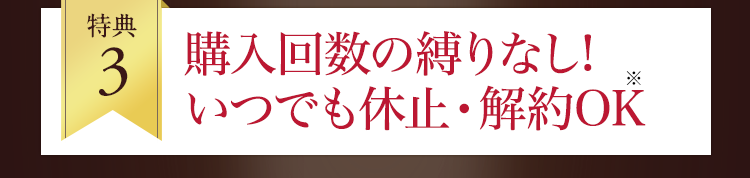 特典3：購入回数の縛りなし！いつでも休止・解約OK