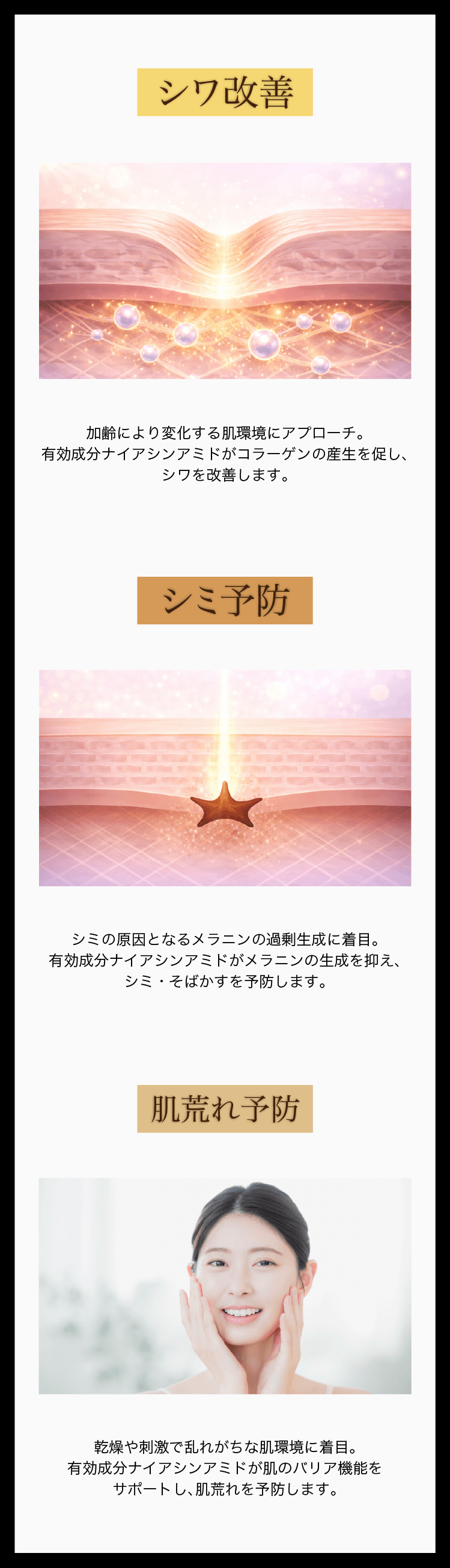 シワ改善・シミ予防・肌荒れ予防