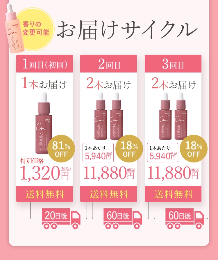 初回20日後次回分、次次回分が届きます