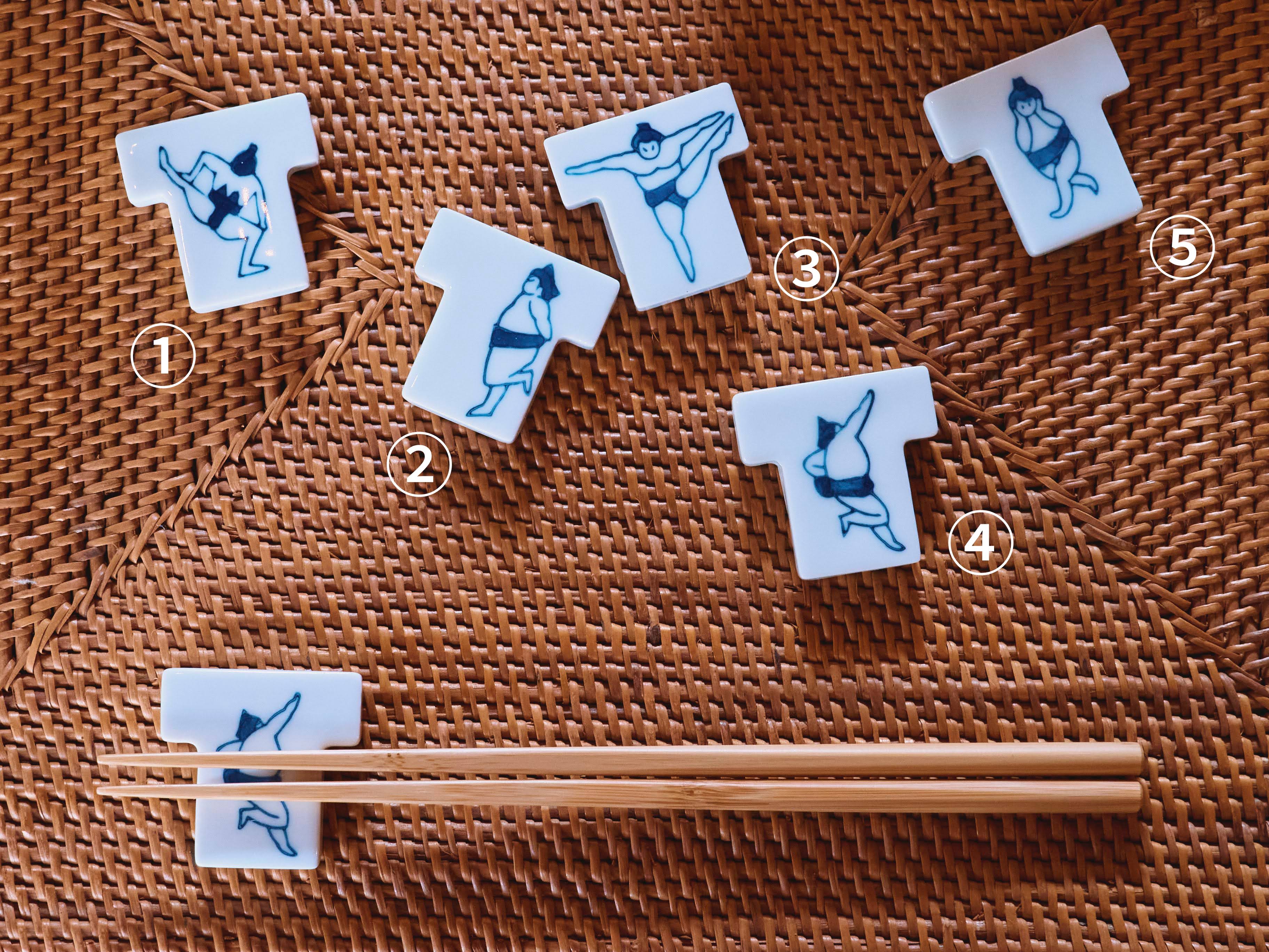 お相撲さんの箸置き 箸置き5種: ①どすこい