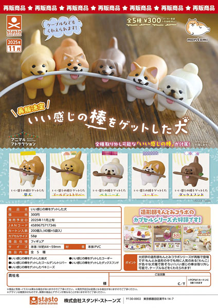 【11月発売】再販 いい感じの棒をゲットした犬 40個入り (300円カプセル)【一次予約】