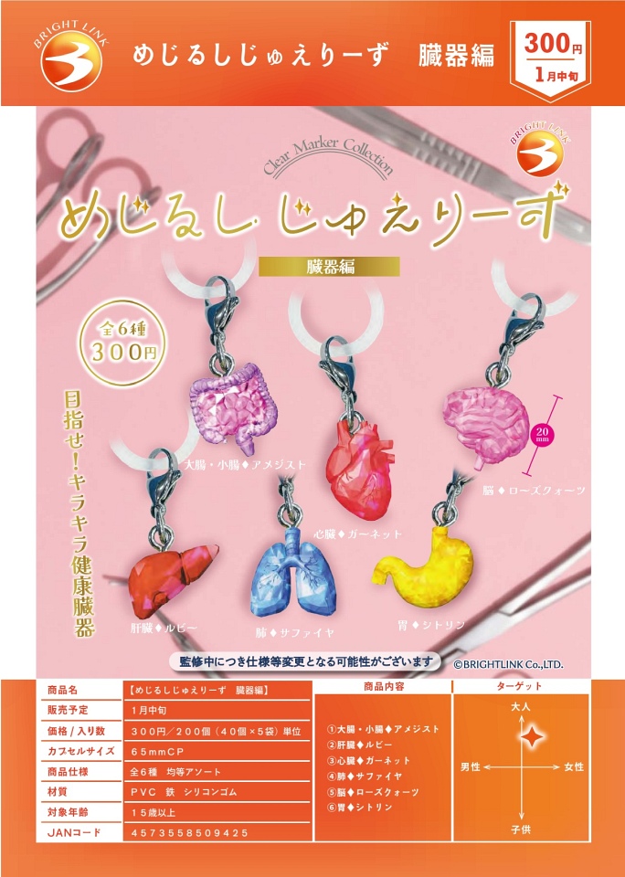 【1月発売】めじるしじゅえりーず 臓器編 40個入り (300円カプセル)【一次予約】