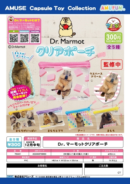 【12月発売】Dr.マーモットクリアポーチ 40個入り (300円カプセル)【一次予約】