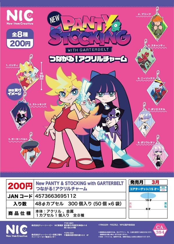 【3月発売】New PANTY & STOCKING with GARTERBELT つながる！アクリルチャーム 50個入り (200円カプセル)【二次予約】