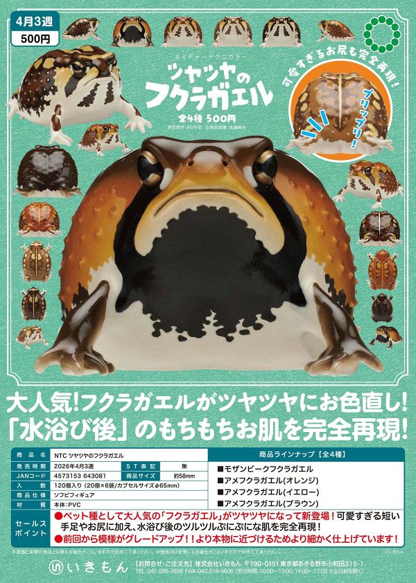 【4月発売】NTC ツヤツヤのフクラガエル 20個入り (500円カプセル)【二次予約】