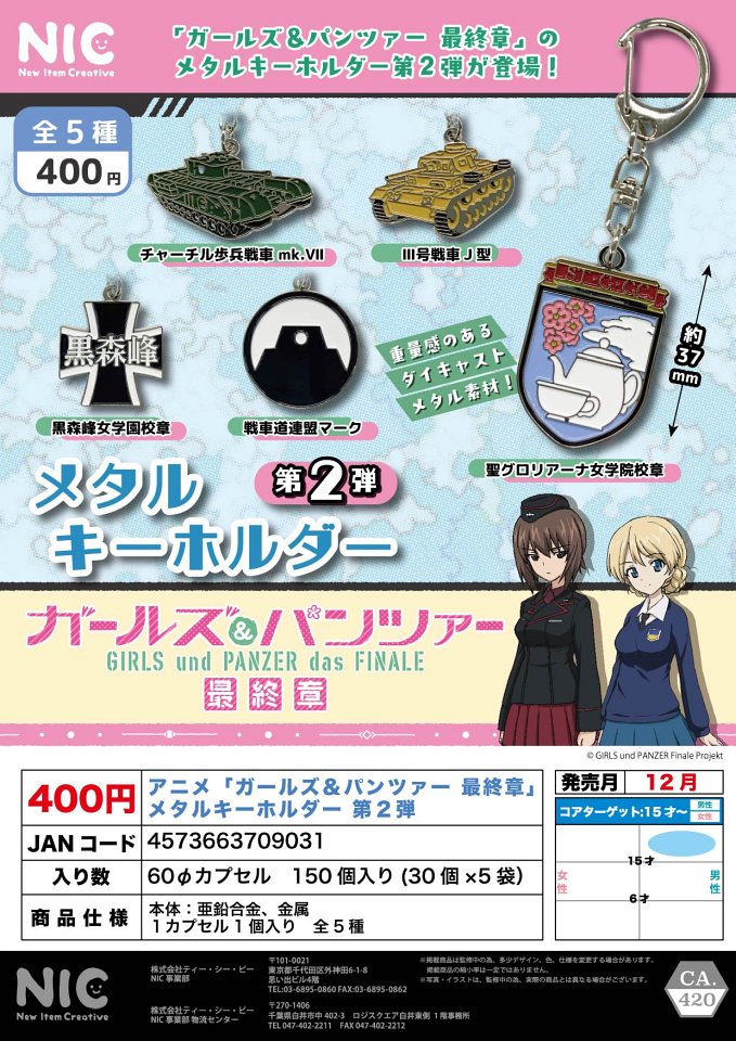 【12月発売】アニメ「ガールズ＆パンツァー最終章」メタルキーホルダー第2弾 30個入り (400円カプセル)【一次予約】
