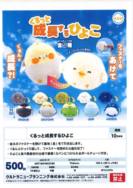 【10月発売】くるっと成長するひよこ 20個入り (500円カプセル)【一次予約】