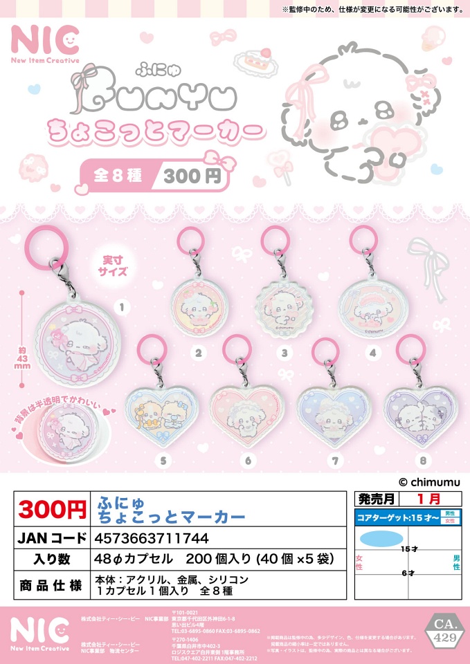 【1月発売】ふにゅ ちょこっとマーカー 40個入り (300円カプセル)【一次予約】