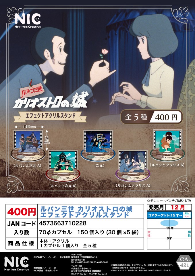 【12月発売】ルパン三世カリオストロの城 エフェクトアクリルスタンド 30個入り (400円カプセル)【一次予約】